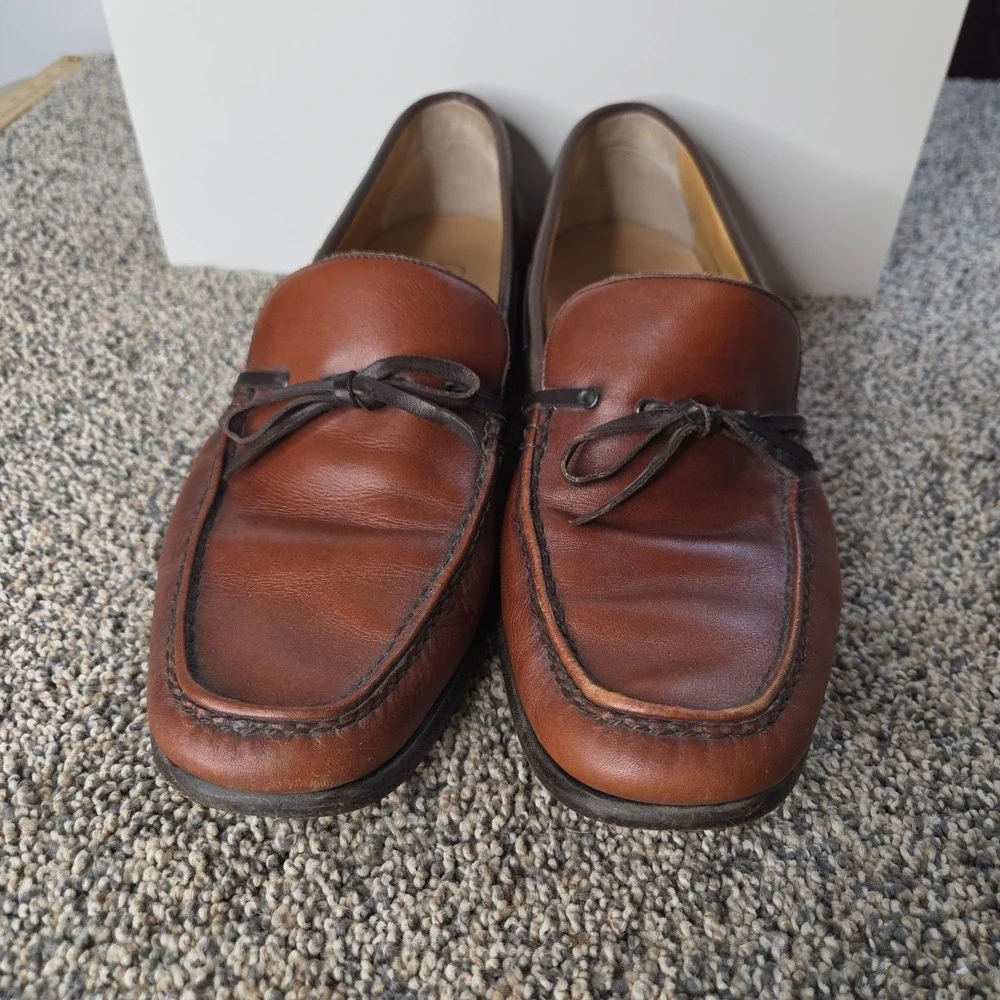 Cole Haan Collection Mens 11 M Brown Leather Moc Toe Bow Loafers 913
